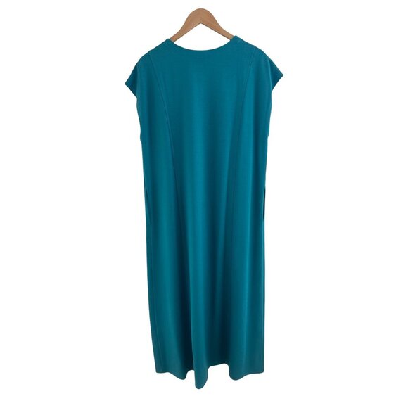 J. Jill Wearever WE Double-Face Jersey Teal V-Neck Dress w/Pockets Size XL New - Picture 7 of 11